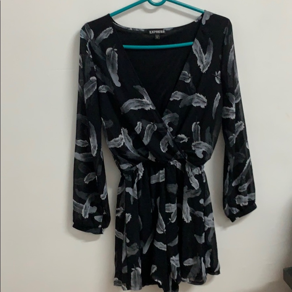 Feather patterned chiffon romper
